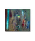 Rembrandt's Lamp original oil painting on linen, featuring dramatic shadows and glowing light textures in an abstract style.